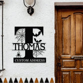 Metal Sign Halloween Vibe Family Name Sign Personalized Split Letter Last Name Halloween Sign Outdoor Door Monogram