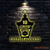 Metal Sign Lantern Bat Halloween Name Sign Personalized Name LED Lights Halloween Sign Outdoor Door Monogram Halloween