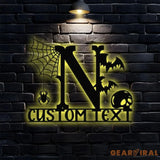 Metal Sign Monograms Halloween Name Sign Personalized Name LED Lights Halloween Sign Outdoor Door Monogram Halloween