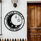 Metal Sign Moon Lovers Decorative Name Sign Personalized Split Letter Last Name Moon Decor Outdoor Door Hanger