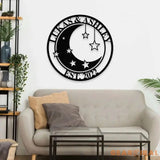 Metal Sign Moon Lovers Decorative Name Sign Personalized Split Letter Last Name Moon Decor Outdoor Door Hanger