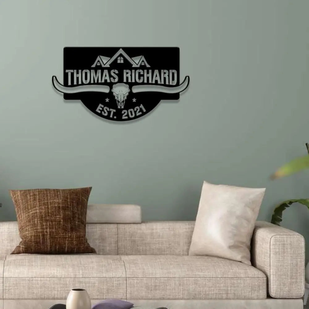 Metal Sign Ranch Decorative Name Sign Personalized Split Letter Last Name Personalize Sign Outdoor Door Hanger