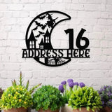Metal Sign Scary Moon Halloween Name Sign Personalized Name LED Lights Halloween Sign Outdoor Door Monogram Halloween