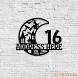Metal Sign Scary Moon Halloween Name Sign Personalized Name LED Lights Halloween Sign Outdoor Door Monogram Halloween