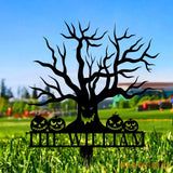 Metal Sign Scary Zombie Tree Halloween Name Metal Stake,Personalized Family Name Yard Sign Outdoor Door Garden Decor