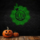 Metal Sign Spider Web Halloween Name Sign Personalized Name LED Lights Halloween Sign Outdoor Door Monogram Halloween