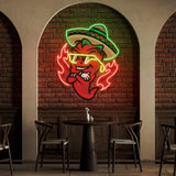 Mexican Chili Pepper Cartoon Mascot Artwork Led Neon Sign Light