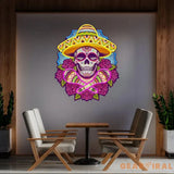 Mexican Dia De Los Muertos Skull Artwork Led Neon Sign Light