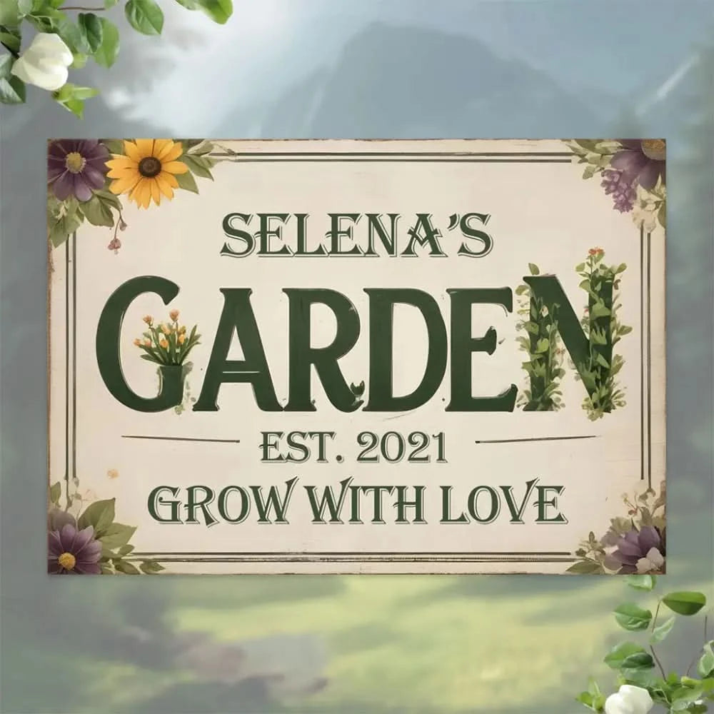 Mine Garden Metal Sign - Personalize Garden Metal Sign - Garden Yard Decor - Personalized Name Garden Stake Metal Yard