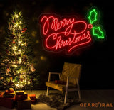 Mistletoe Merry Christmas Neon Sign Merry Christmas Led Sign Christmas Neon Light Christmas Quote Wall Art Christmas