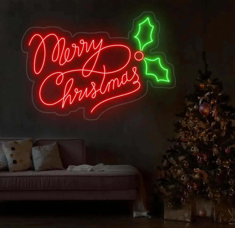 Mistletoe Merry Christmas Neon Sign Merry Christmas Led Sign Christmas Neon Light Christmas Quote Wall Art Christmas