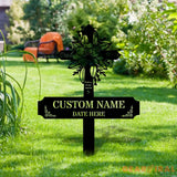 Mom Dad Remembering Plaque with Stake Personalized Metal Garden Marker Memorial Metal Sign Sympathy Gift Grave Marker