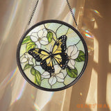Monarch Butterfly Glass Suncatcher Wildflower Window Hanging Handmade Garden Decor Gift for Her Mother’s Day Gift