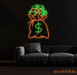 Money Bag Light Up Sign Money Bag Decor Money Bag Night Light Money Bag Light Art Personalized Dollar Bag Neon Light