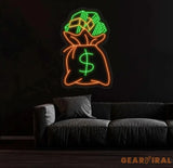 Money Bag Light Up Sign Money Bag Decor Money Bag Night Light Money Bag Light Art Personalized Dollar Bag Neon Light