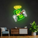Money Floated Neon Sign x Acrylic Artwork