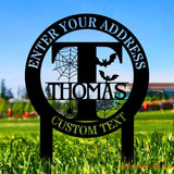 Monogram Halloween Styles Garden Metal Stake Personalized Family Name Yard Sign Outdoor Door Garden Decor Garden Art