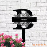 Monogram Remembering Plaque with Stake Personalized Metal Garden Marker Memorial Metal Sign Sympathy Gift Grave Marker