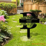 Monogram Remembering Plaque with Stake Personalized Metal Garden Marker Memorial Metal Sign Sympathy Gift Grave Marker