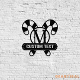 Monogrammed Candy Cane Metal Christmas Sign Christmas Decor Christmas Metal Sign Christmas Wall Decor Candy Metal LED