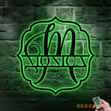 Monograms Family Name Metal Sign with LED Lights Personalized Family Name Metal Sign Family Wall Decor Personalized