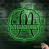 Monograms Family Name Metal Sign with LED Lights Personalized Family Name Metal Sign Family Wall Decor Personalized