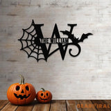 Monograms Halloween Name Sign Personalized Name LED Lights Halloween Sign Outdoor Door Monogram Halloween Metal sign
