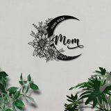 Moon Metal Sign Custom Name Metal Sign Personalized Custom Garden Sign Flowers Garden Wall Decor Best Gift for Mother