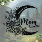 Moon Metal Sign Custom Name Metal Sign Personalized Custom Garden Sign Flowers Garden Wall Decor Best Gift for Mother