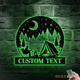 Moon Mountain Camping Name Hunting Metal Sign | Housewarming Gift - Last Name Initial Hanging - Personalize Metal Sign