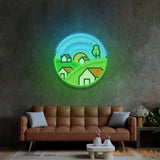 Morning on Grassy Village LED Neon Sign Light Pop Art