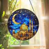 Mosque Stained Glass Suncatcher Crescent Moon Islamic Decor Ramadan Eid Window Hanging Muslim Gift Mosque Glass Panel