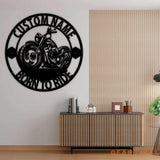 Motorcycle Personalized Metal Wall Art with Led Lights Father’s Day Gift Biker Name Sign Gift for Dad Husband Boyfriend