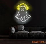 Mushroom Ghost Neon Sign - Spooky LED Wall Art Custom Halloween Neon Light Fun Ghost Decor for Home or Party Unique