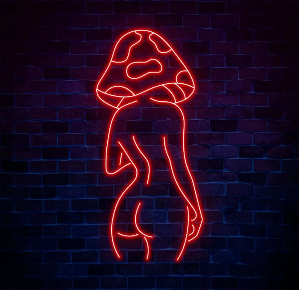 Mushroom Lady Led Neon Sign Girl Body Neon Sign Bar Neon Sign for Man Cave Decor Bedroom Wall Decor Party Art