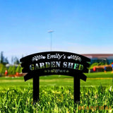 My Garden Sign with Flowers Custom Metal Sign - Garden Decor Metal Stake - Personalize Garden Metal Yard Sign