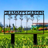Nana’s Garden Flower Metal Sign Personalized Family Name Metal Sign Family LED Wall Decor Personalized Wall Art