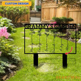 Nana’s Garden Flower Metal Sign Personalized Family Name Metal Sign Family LED Wall Decor Personalized Wall Art