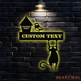 Naughty Cat Address Metal Sign Personalized Family Led Sign Outdoor Door Decor Personalized Address Wall Art Gift for