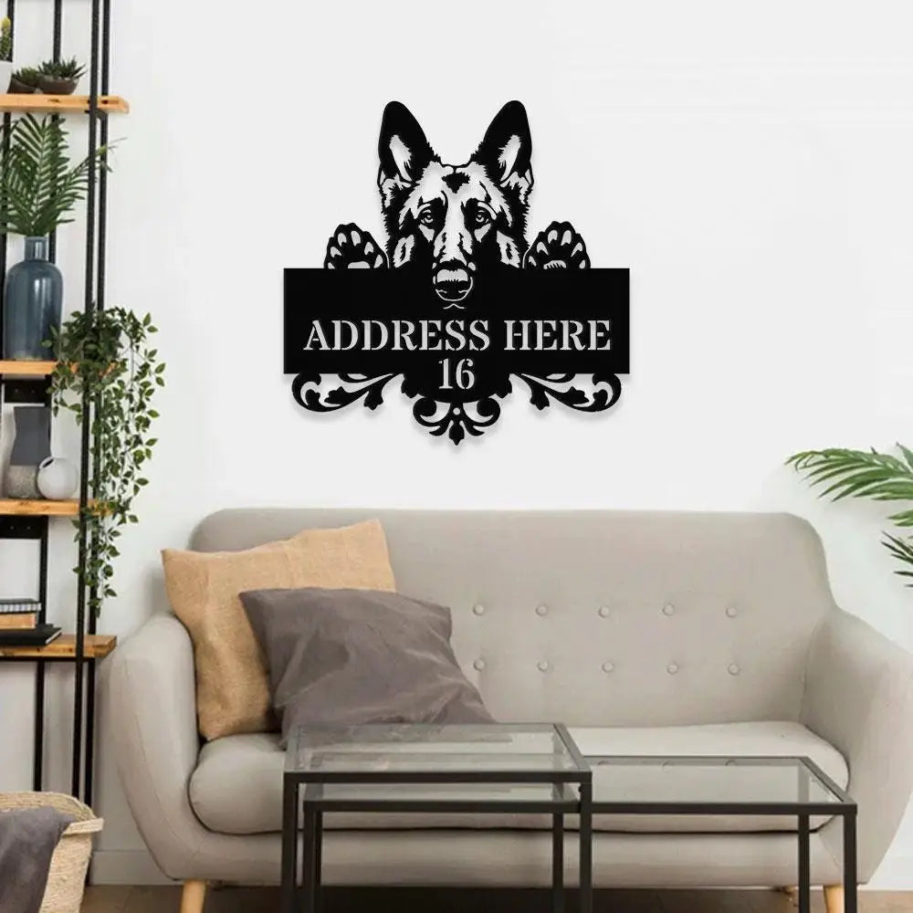 Naughty Dog Address Metal Sign Personalized Family Led Sign Outdoor Door Decor Personalized Address Wall Art Gift for