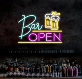Neon Bar Open Sign Custom Wall Decor Custom Bar Shop Neon Signs Neon Sign Home Bar Decor Neon Led Light Beer Bar Club