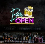 Neon Bar Open Sign Custom Wall Decor Custom Bar Shop Neon Signs Neon Sign Home Bar Decor Neon Led Light Beer Bar Club