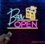 Neon Bar Open Sign Custom Wall Decor Custom Bar Shop Neon Signs Neon Sign Home Bar Decor Neon Led Light Beer Bar Club
