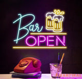 Neon Bar Open Sign Custom Wall Decor Custom Bar Shop Neon Signs Neon Sign Home Bar Decor Neon Led Light Beer Bar Club