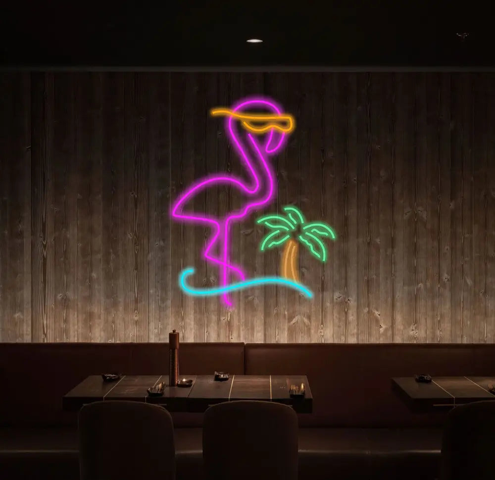 Neon Flamingo Neon Palm Tree Sign Flamingo Neon Sign Flamingo Decor Sunset Vapor Wave Neon Sign Tropical Neon Sign LED