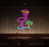 Neon Flamingo Neon Palm Tree Sign Flamingo Neon Sign Flamingo Decor Sunset Vapor Wave Neon Sign Tropical Neon Sign LED