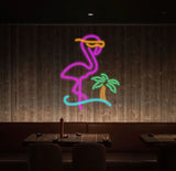 Neon Flamingo Neon Palm Tree Sign Flamingo Neon Sign Flamingo Decor Sunset Vapor Wave Neon Sign Tropical Neon Sign LED