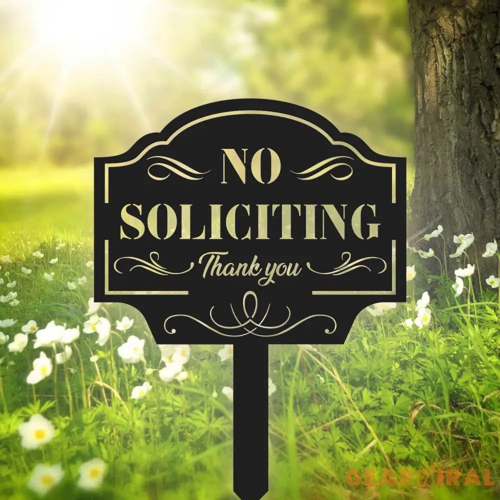 No Soliciting Yard Sign Metal Rusty - Metal Garden Sign - Notice Warning Garden Stake - Metal Yard Art | GearViral