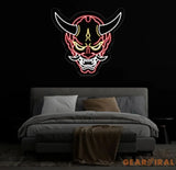 Oni Mask Neon Sign - Japanese Hannya Demon Mask Samurai Wall Art Custom Japanese Neon Decor Hannya Mask LED Light Anime