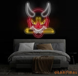 Oni Mask Neon Sign - Japanese Hannya Demon Mask Samurai Wall Art Custom Japanese Neon Decor Hannya Mask LED Light Anime
